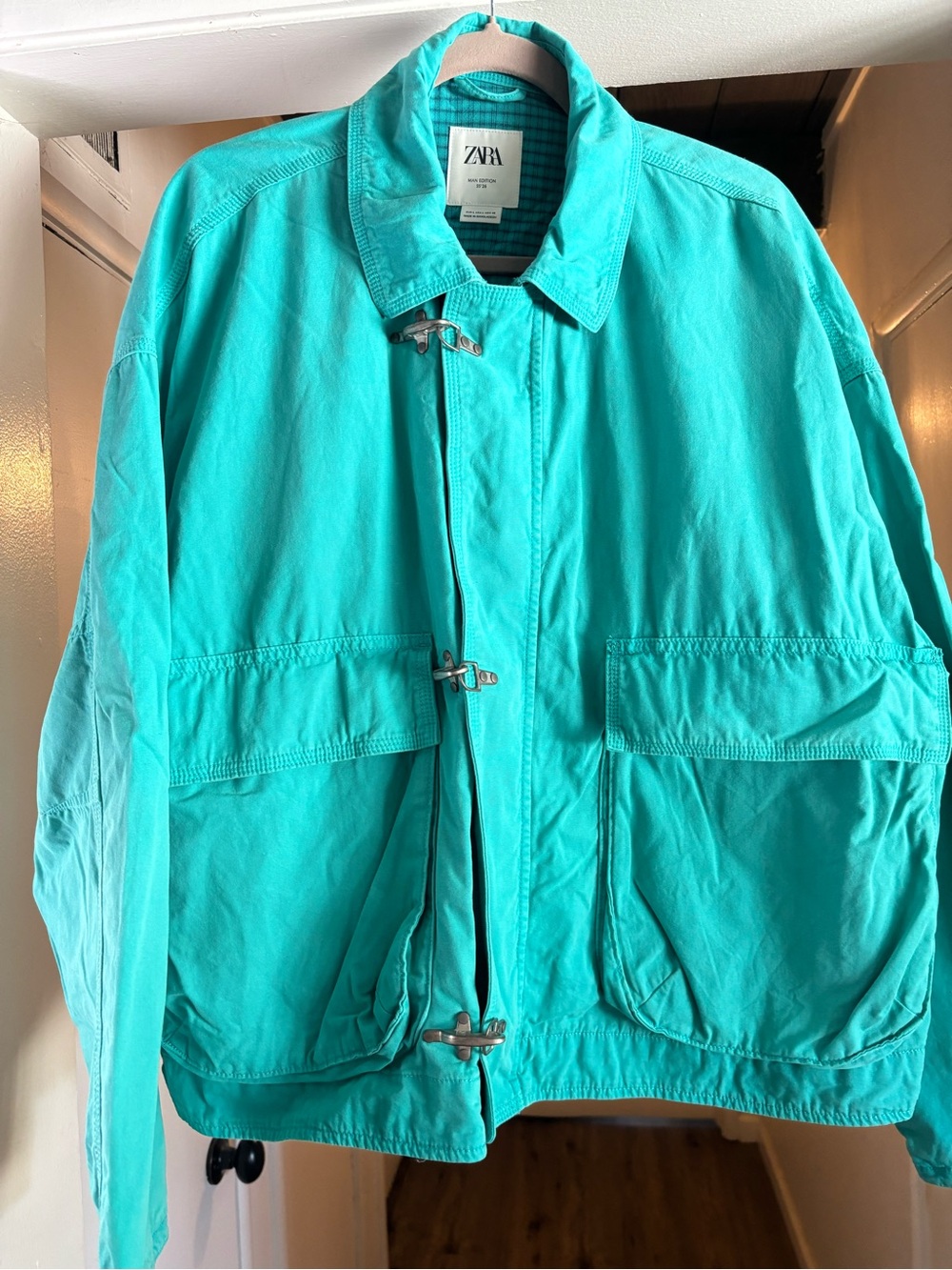 Zara Men’s Turquoise Lightweight Utility Jacket